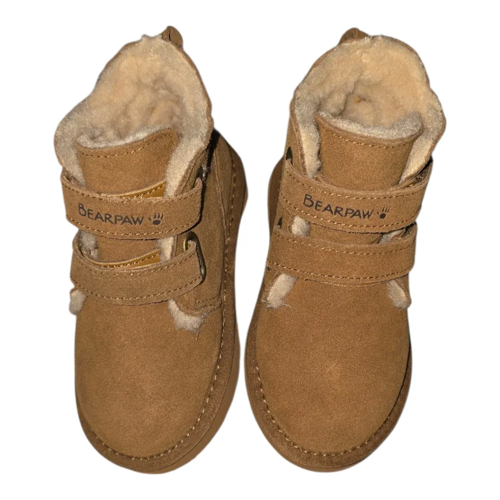 BearPaw Larisa Retro Iced Coffee‎ Tan Kids Boots with Fleece Lining New 9, 10